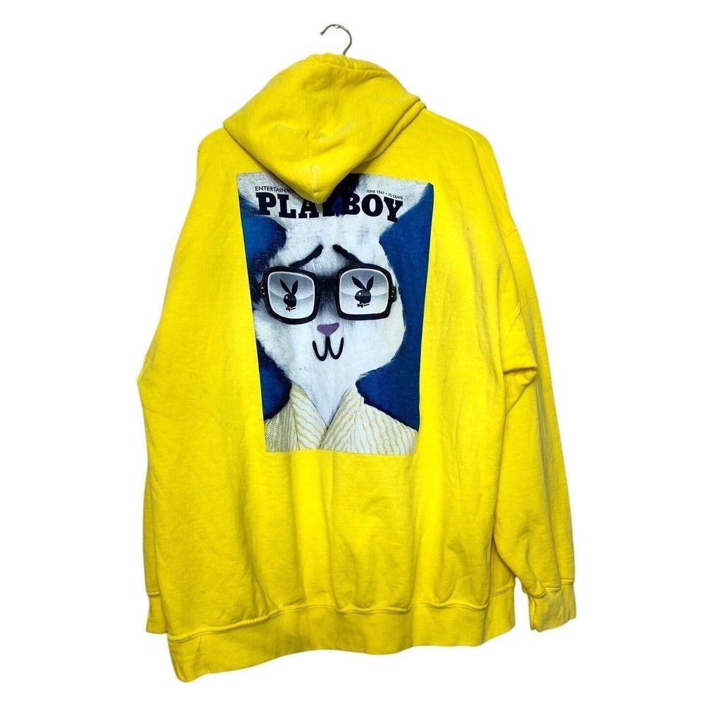 Playboy‎ June 1967 Magazine Cover Graphic Hoodie Yellow Mens XL Streetwear